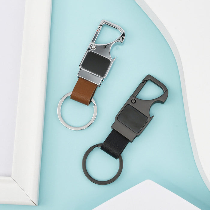 Wholesale Men's Leather Keychain Waist Strap Bottle Opener Premium Car Keyring JDC-KC-DAJ002