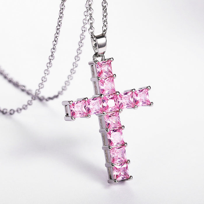 Jewelry WholesaleWholesale Copper Inlaid Zircon Cross Necklace MOQ≥2 JDC-NE-Caos020 Necklaces 曹适 %variant_option1% %variant_option2% %variant_option3%  Factory Price JoyasDeChina Joyas De China