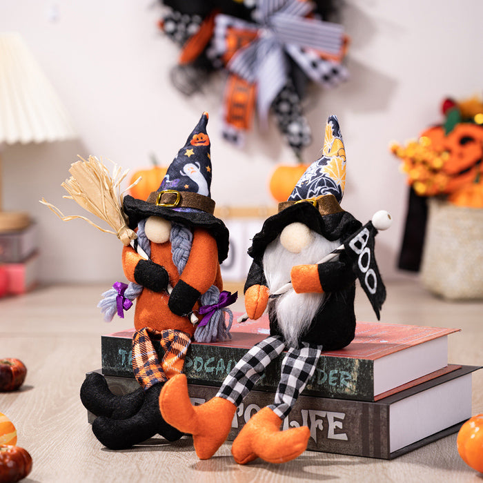 Wholesale Ornament Cloth Halloween Broom Faceless Witch JDC-OS-HB002