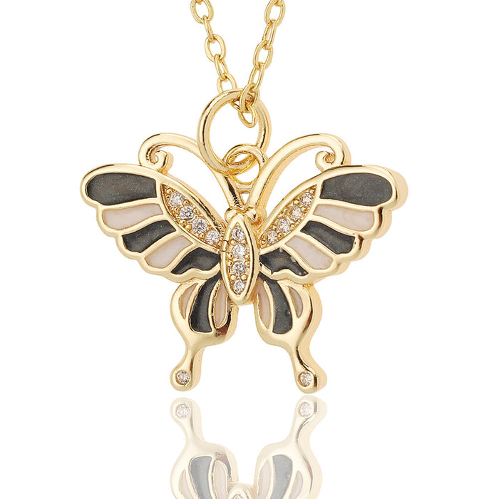 Wholesale Jewelry Drop Oil Painted Butterfly Pendant Necklace JDC-NE-HX022