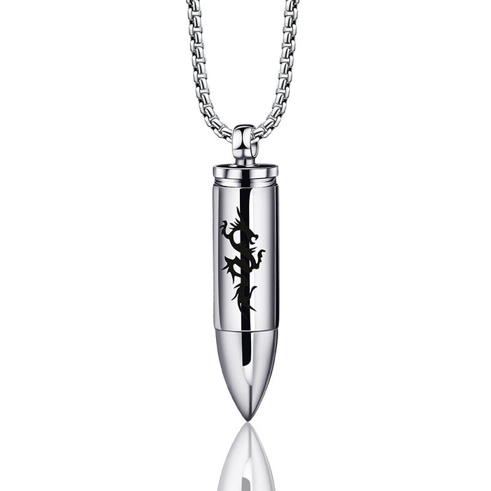 Wholesale Titanium Steel Father's Day Gift Solid Bullet Men Necklace JDC-NE-shengshuo004