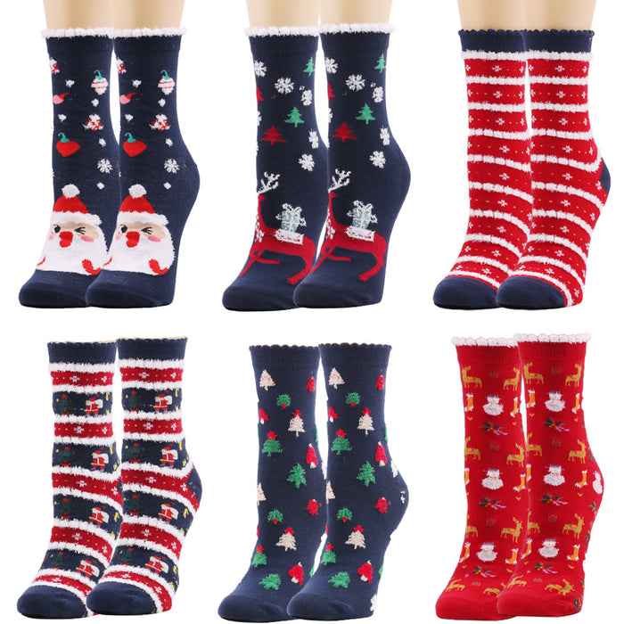 Wholesale Socks Cotton Christmas Fluffy Socks MOQ≥2 JDC-SK-XQ013