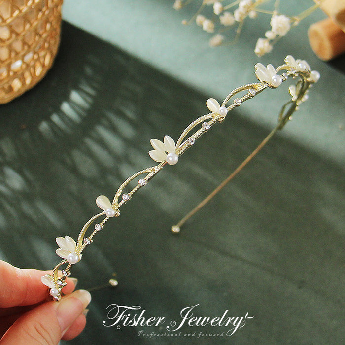 Wholesale Headband Rhinestone Imitation Pearl Opal Alloy JDC-HD-FSE002