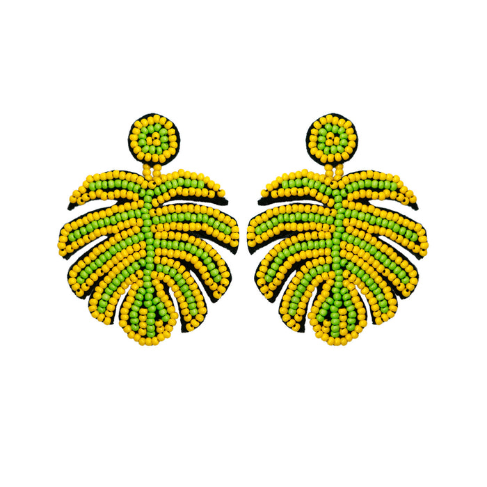 Wholesale Earrings Rice Bead Leaves MOQ≥2 JDC-ES-PREMJM005