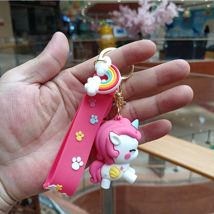 Wholesale Keychain Silicone Cute Unicorn Doll Pendant MOQ≥2 JDC-KC-YChaang009