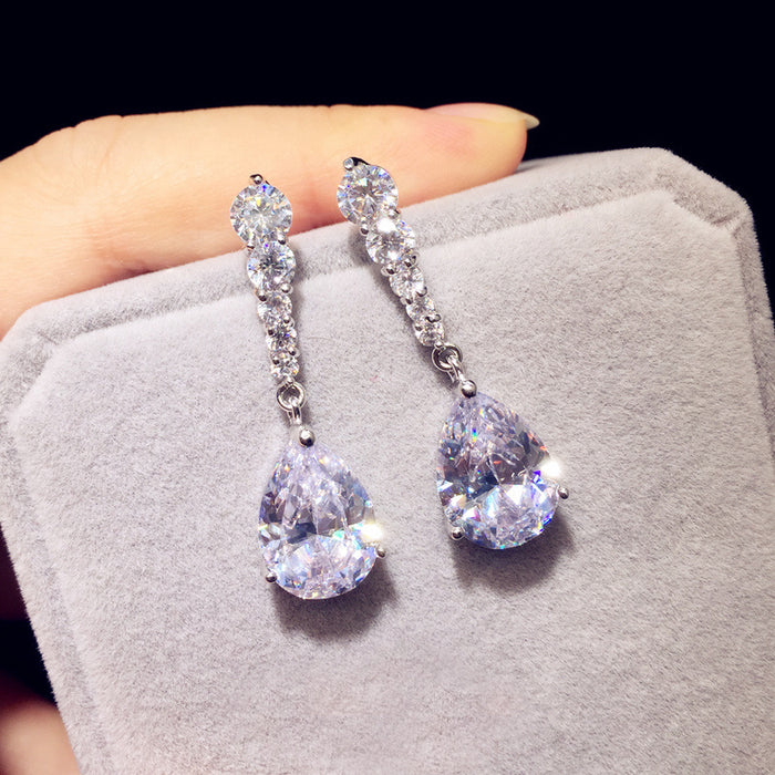 Wholesale white zircon Drop Earrings JDC-ES-ery005