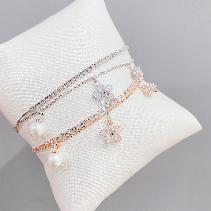 Jewelry WholesaleWholesale petal pearl flower sweet Bracelet JDC-BT-YouH014 Bracelet 优涵 %variant_option1% %variant_option2% %variant_option3%  Factory Price JoyasDeChina Joyas De China