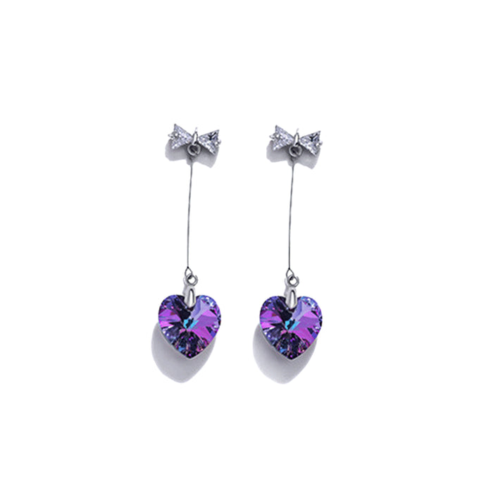 Wholesale Colored Crystal Glass Bow Earrings MOQ≥2 JDC-ES-JYS004