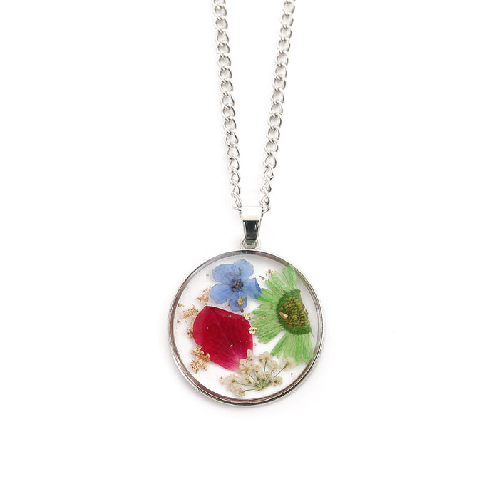 Wholesale Round Dried Flower Pendant DIY Epoxy Dried Flower Necklace for Women JDC-NE-yanxuan002