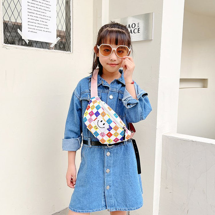 Jewelry WholesaleWholesale Vintage Chest Bag One Shoulder Children Checkerboard Klein Blue JDC-SD-KR061 Shoulder Bags 坤然 %variant_option1% %variant_option2% %variant_option3%  Factory Price JoyasDeChina Joyas De China