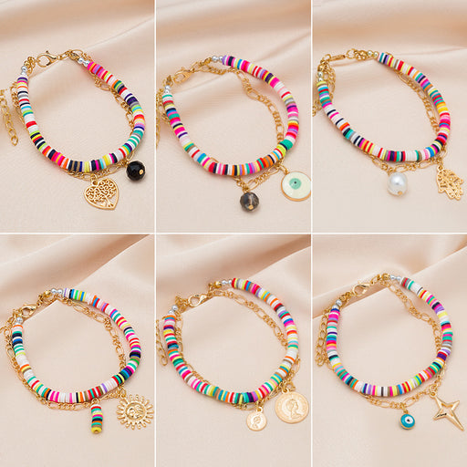 Jewelry WholesaleWholesale bohemian color soft ceramic multi-layer bracelet JDC-BT-MDD006 Bracelet 萌豆豆 %variant_option1% %variant_option2% %variant_option3%  Factory Price JoyasDeChina Joyas De China