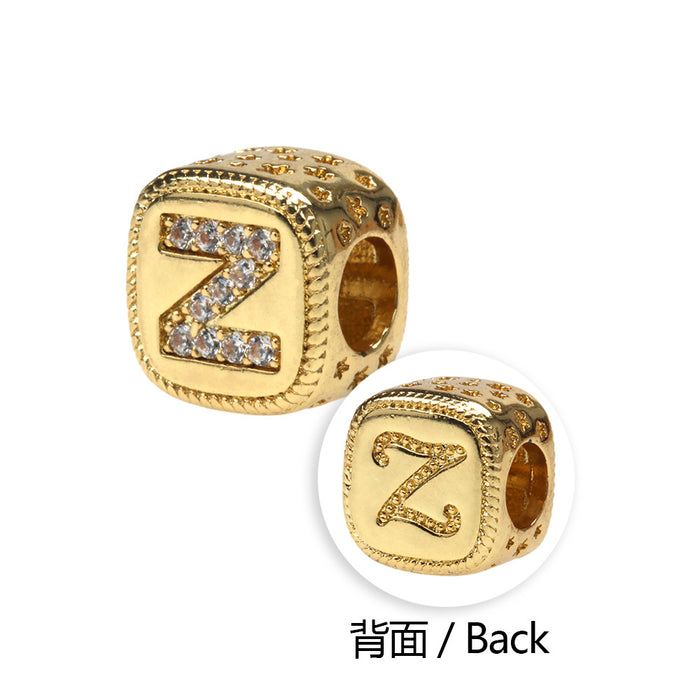 Wholesale 26 Letters Perforated Copper Plated Square Beaded Snake Bone Bracelet JDC-BT-TianY004