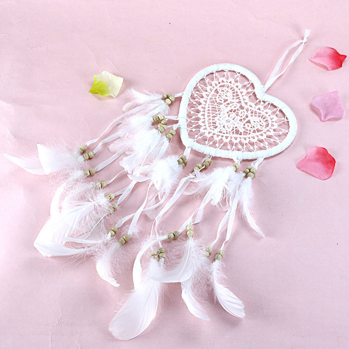 Wholesale Dream Catcher Feather Heart Shape Dream Catcher With LED Light JDC-DC-JY017