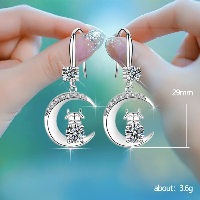 Wholesale Copper Water Drop Moon Diamond Earrings JDC-ES-CS003