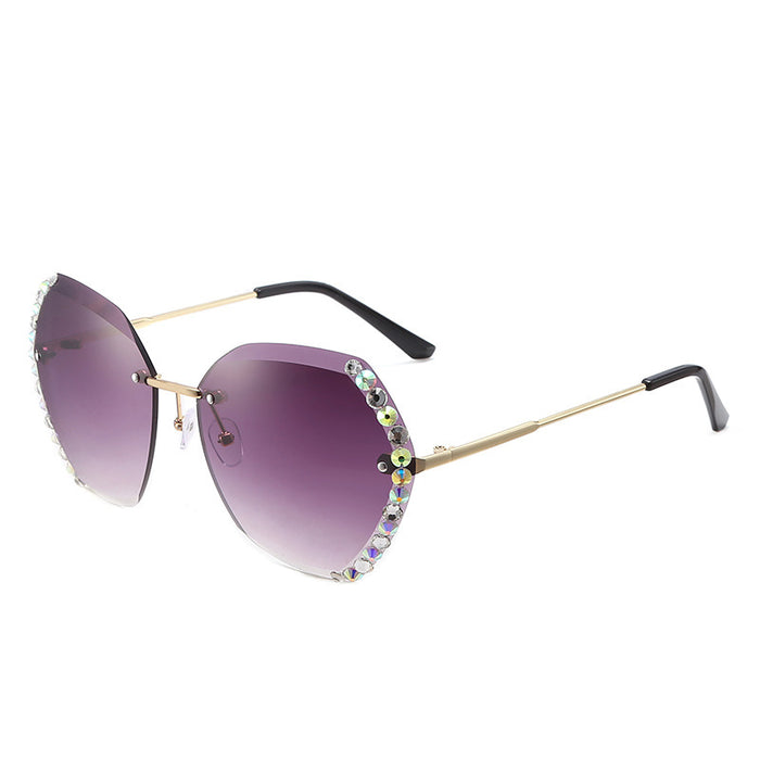 Wholesale Vintage Frameless Cut Edge Diamond Fashion Sunglasse JDC-SG-BoL009