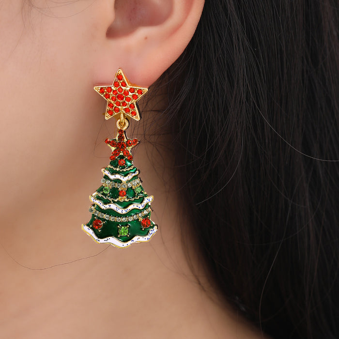 Wholesale Earrings Alloy Christmas Tree Cute JDC-ES-JUYAO014