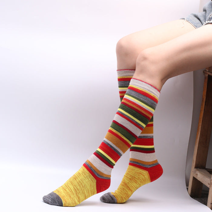 Wholesale Sock Cotton Blend Spandex Stockings Color Stripes Warm Winter JDC-SK-XQ028