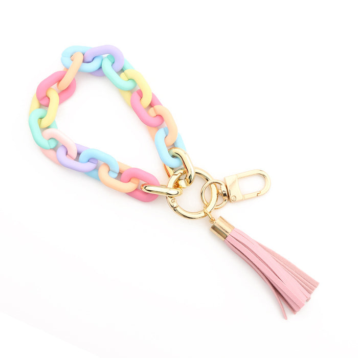 Wholesale Color Acrylic Wristlet Keychain MOQ≥2 JDC-KC-NuoYi001