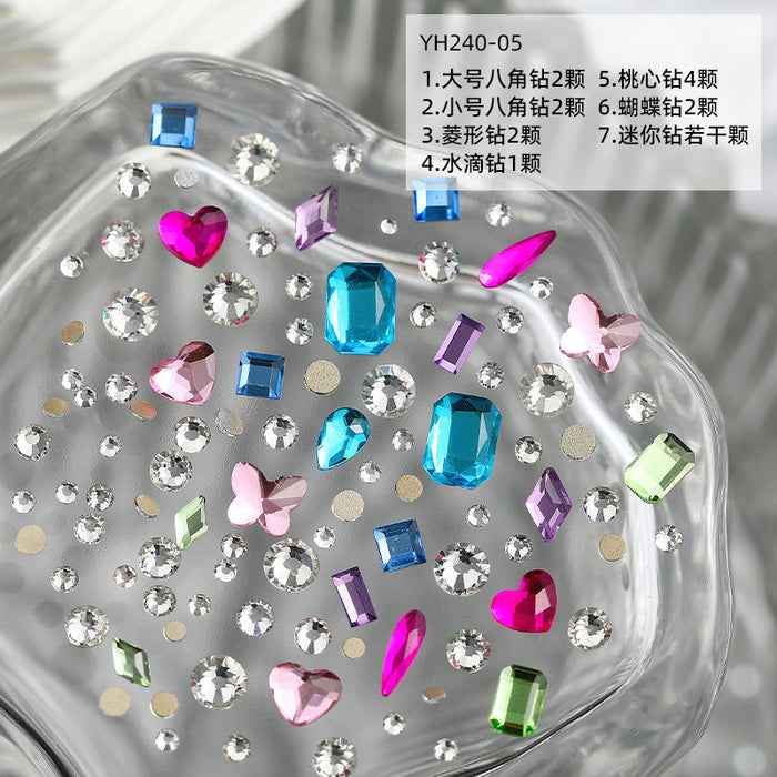 Wholesale Colored Gemstones Shaped Plastic Drill Nail Art Decorations JDC-NS-Wenyu002