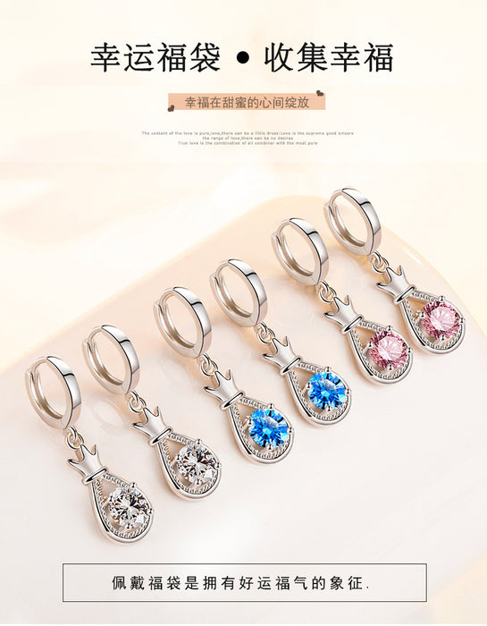 Wholesale Earrings Copper Zircon Water Drop Lucky Earrings JDC-ES-WeiH023