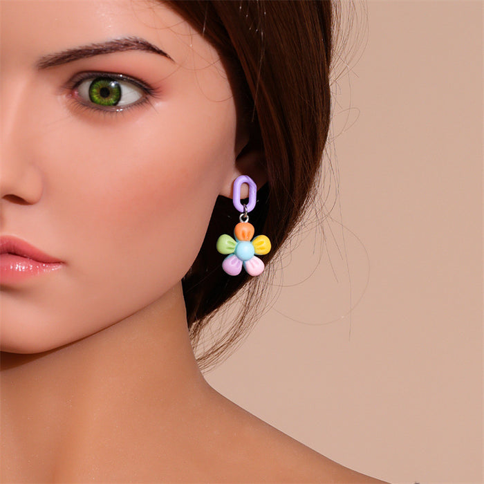 Wholesale Earrings Color Flowers Acrylic 3D Cute JDC-ES-GuTe019