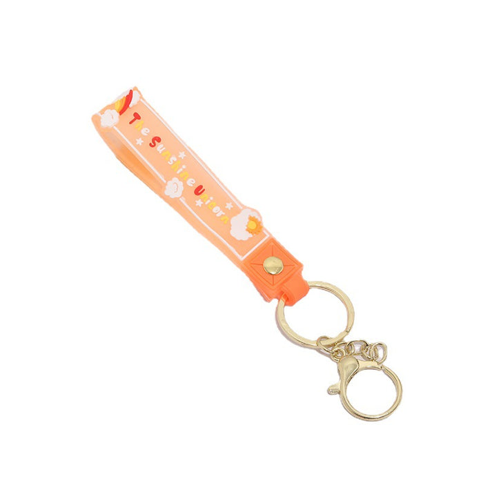 Wholesale Keychain PVC Soft Rubber Cartoon Little Sun Rainbow Lanyard MOQ≥10 JDC-KC-ZaoYang001