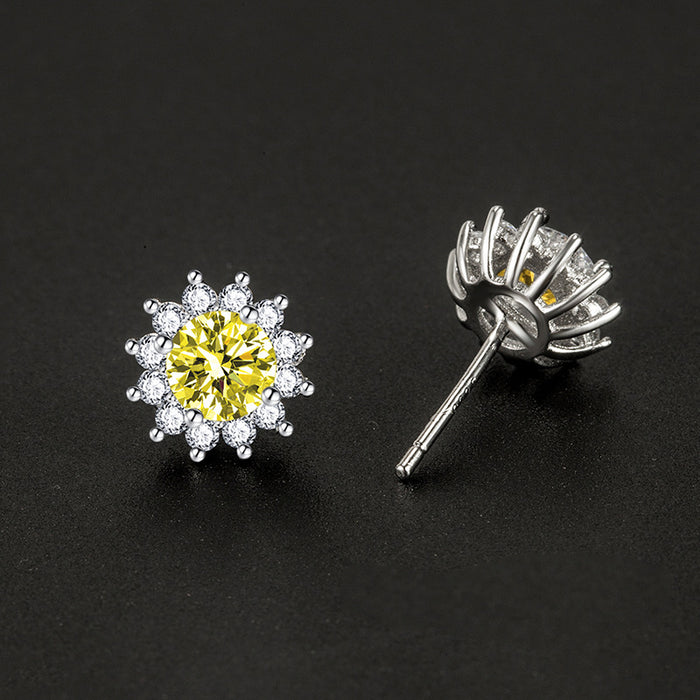 Jewelry WholesaleWholesale yellow sunflower silver plated diamond stud earrings JDC-ES-BZ019 Earrings 标志 %variant_option1% %variant_option2% %variant_option3%  Factory Price JoyasDeChina Joyas De China