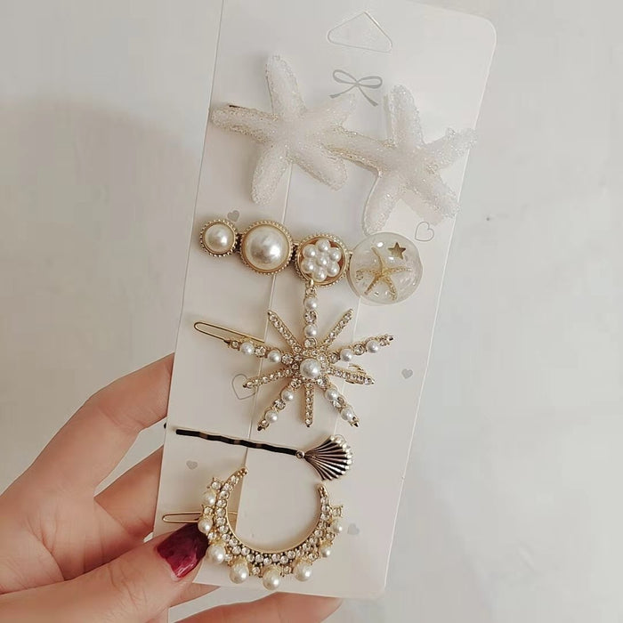 Jewelry WholesaleWholesale feather hairpin 6-Piece set of scissors pearl alloy Hair Clip JDC-HC-YiL001 Hair Clips 艺麟 %variant_option1% %variant_option2% %variant_option3%  Factory Price JoyasDeChina Joyas De China