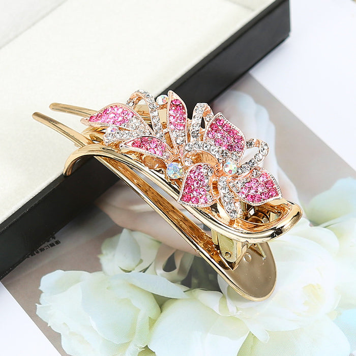 Wholesale Hair Clips Alloy Rhinestone Butterfly Tri-Clip Elegant MOQ≥2 JDC-HC-HG012