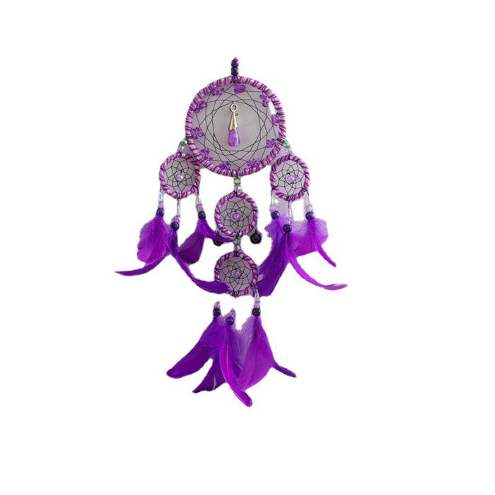 Wholesale Feather Shape Gothic Ornament Ornament Handmade Ring Dreamcatcher MOQ≥2 JDC-DC-ZH015