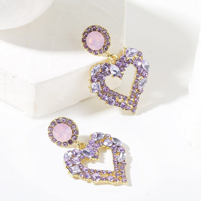 Wholesale Earrings Alloy Exaggerated Love Full of Diamonds JDC-ES-ManY027