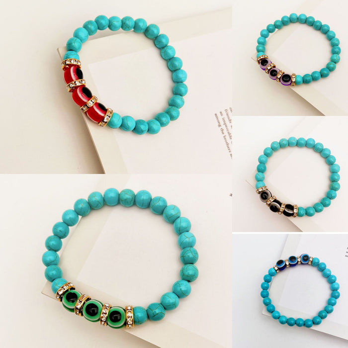 Jewelry WholesaleWholesale Blue Eyes 8mm Bohemian Couple Style Green Bracelet MOQ≥2 JDC-BT- QingH005 Bracelet 清和 %variant_option1% %variant_option2% %variant_option3%  Factory Price JoyasDeChina Joyas De China