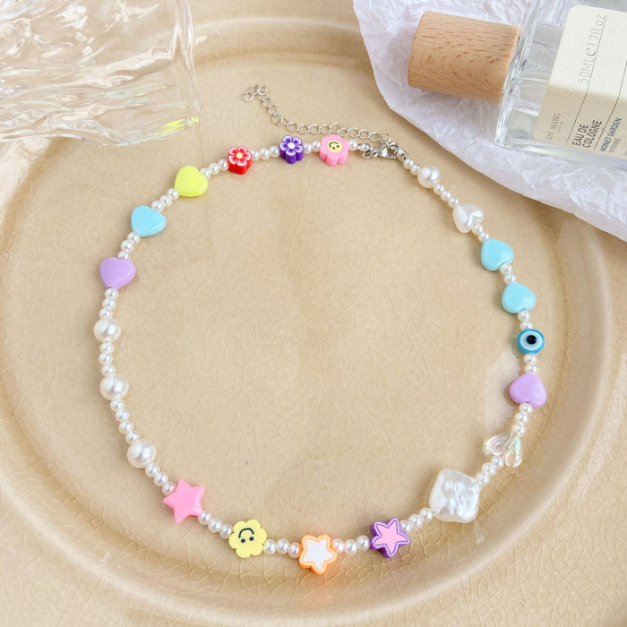 Jewelry WholesaleWholesale pearl five pointed star Love Flower Necklace JDC-NE-F043 Necklaces 韩之尚 %variant_option1% %variant_option2% %variant_option3%  Factory Price JoyasDeChina Joyas De China