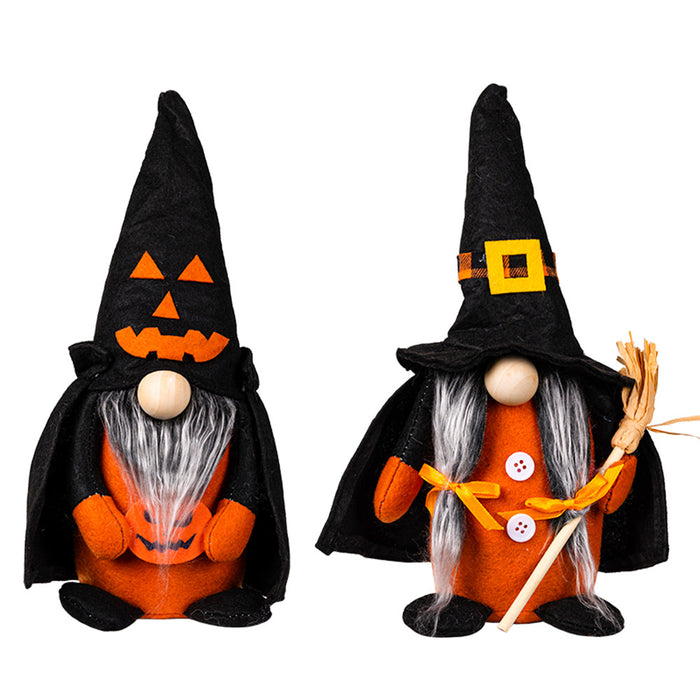 Wholesale Ornament Cloth Halloween Pumpkin Broom Point Hat Witch JDC-OS-HB001