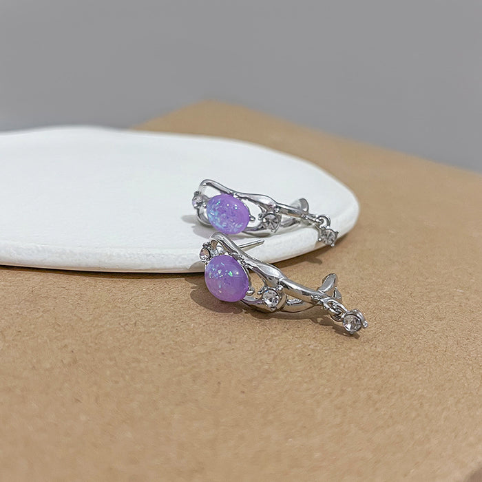 Wholesale Earrings Alloy Purple Micro Set Zircon JDC-ES-MDD051