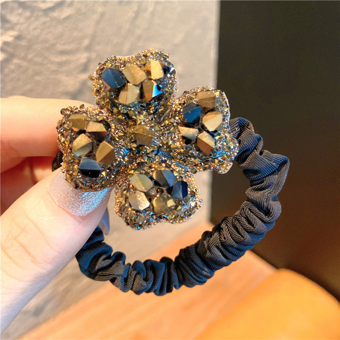 Jewelry WholesaleWholesale Retro Small Fragrance Hair Ring Flash Diamond Flower Bow JDC-HS-Nuanm002 Hair Scrunchies 暖铭 %variant_option1% %variant_option2% %variant_option3%  Factory Price JoyasDeChina Joyas De China