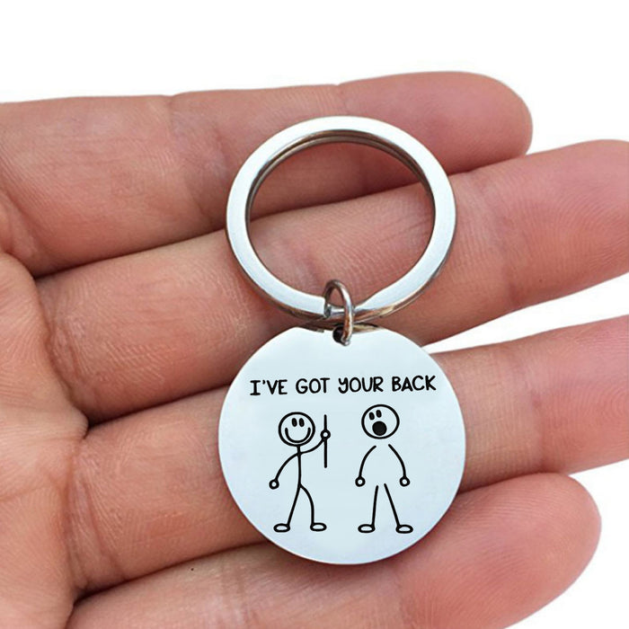 Wholesale Stainless Steel Keychain I've Got Your Back Funny Letters MOQ≥2 JDC-KC-XinG005