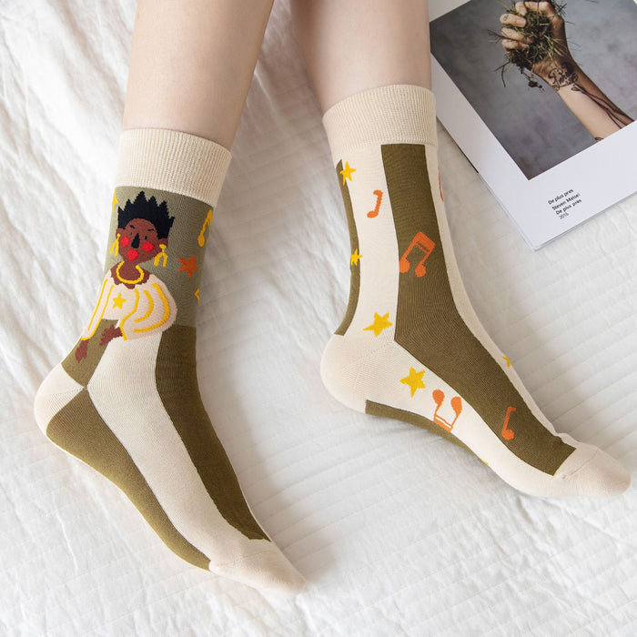 Wholesale trendy socks cotton socks high socks creative cartoon flower JDC-SK-MianZu003