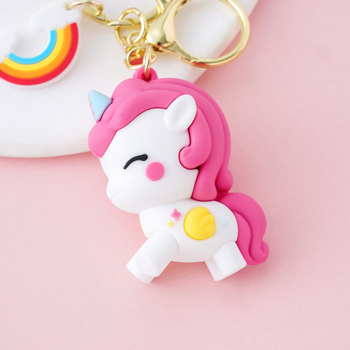 Wholesale Cartoon Rainbow Unicorn Keychain Cute Exquisite Car Keychain JDC-KC-XiangY013