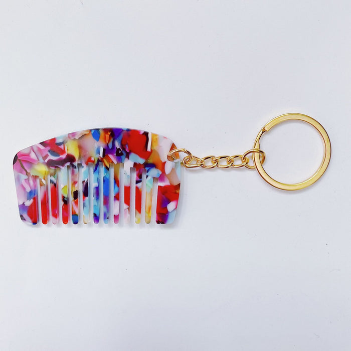 Wholesale acetate sheet mini comb keychain cute MOQ≥2 JDC-KC-XingYi001