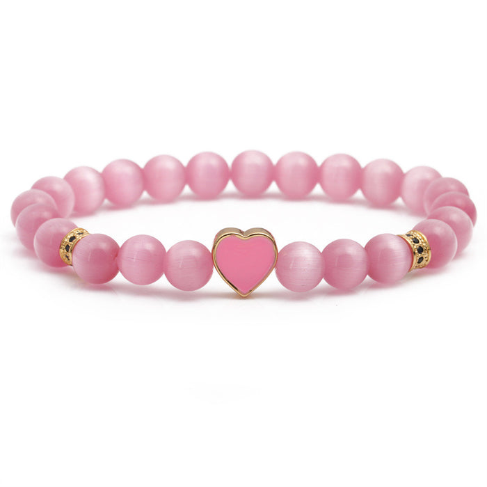 Wholesale Opal Beaded Heart Bracelet MOQ≥2 JDC-BT-ML060