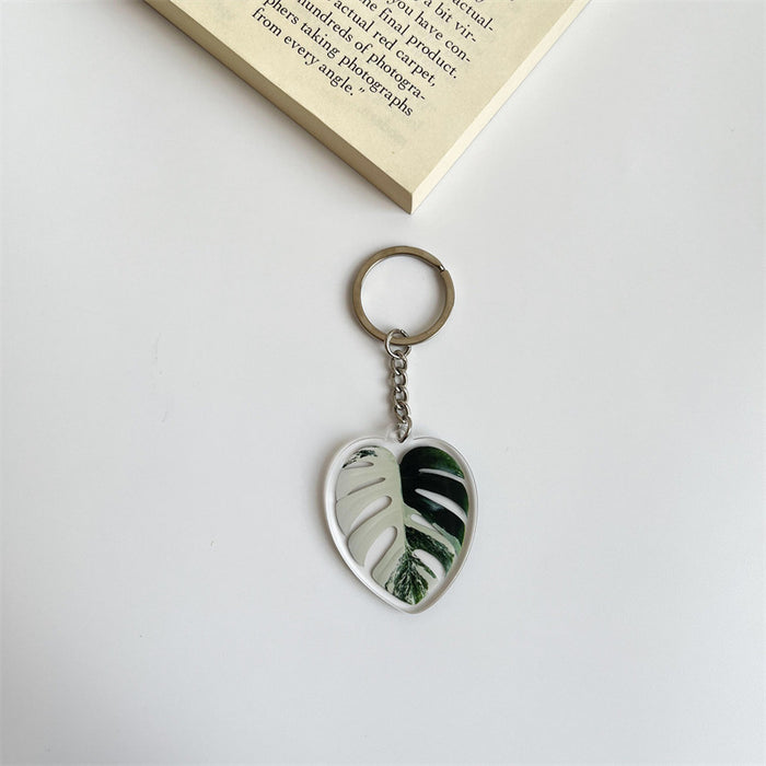 Wholesale Creative Simulation Leaf Acrylic Keychain Pendant JDC-KC-HeRun002