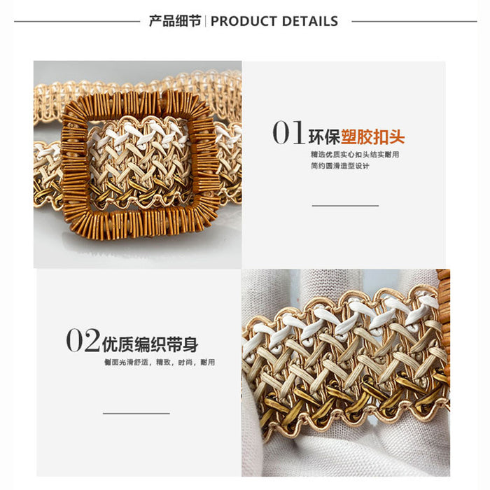 Jewelry WholesaleWholesale Braided Square Buckle Girdle PP Ladies Belt JDC-WB-BangM010 Womenbelt 邦迈 %variant_option1% %variant_option2% %variant_option3%  Factory Price JoyasDeChina Joyas De China