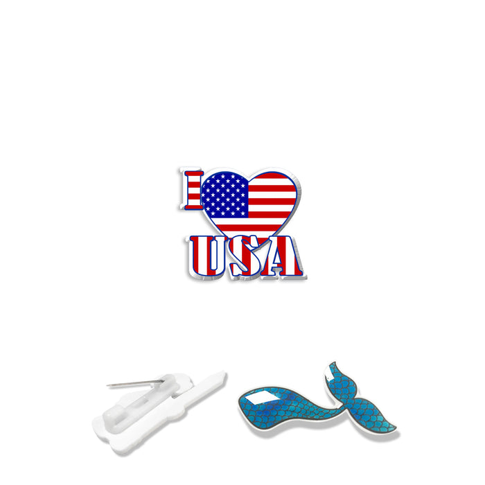 Wholesale 4th of July Acrylic USA Flag Independence Day Brooch MOQ≥2 JDC-BC-XiangL001