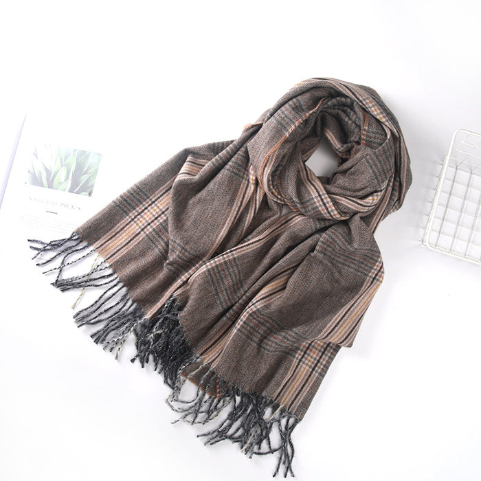 Wholesale Scarf Acrylic Autumn/Winter Plaid Bristle Tassel Shawl MOQ≥2 JDC-SF-Shenm001