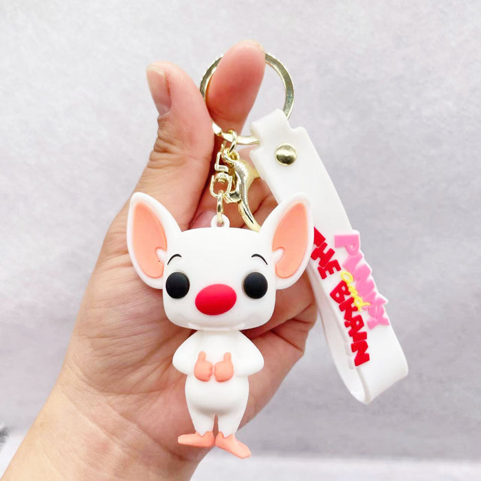 Wholesale Keychains PVC Hardware Cute Cartoon White Rat (M) MOQ≥2 JDC-KC-LiangQ007