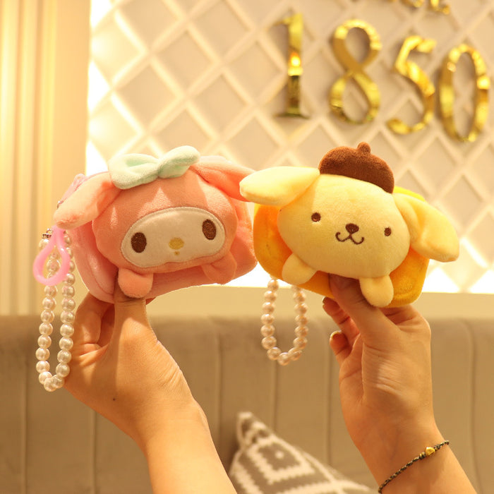 Wholesale keychain wallets Cute Square Creative Plush Coin Purse Bag Ornament JDC-KC-Huofan011