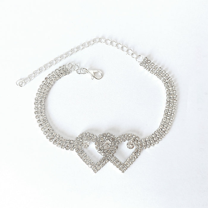 Wholesale Double Love Rhinestone Bracelet Anklet JDC-AS-XinZ001