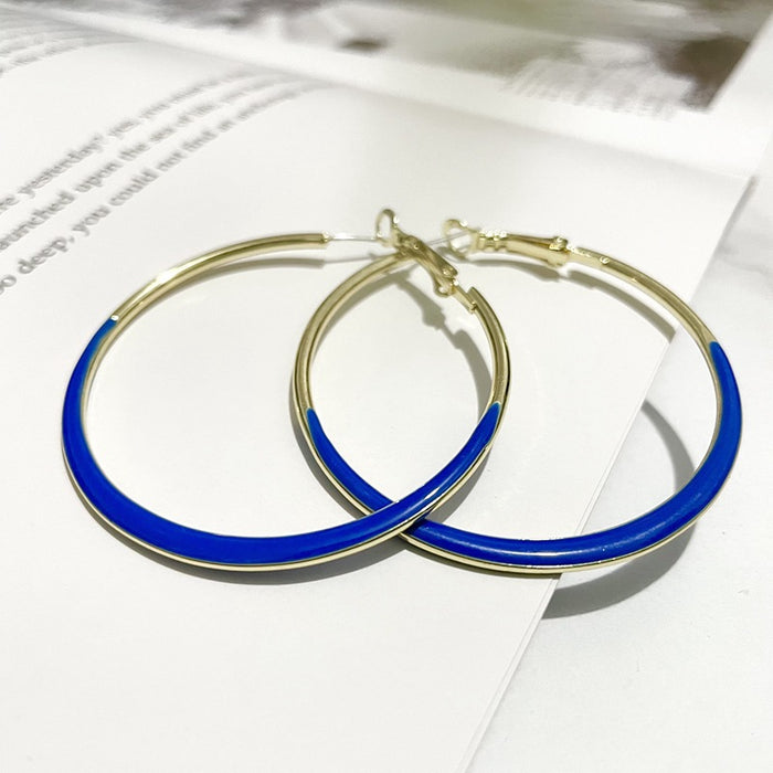 Wholesale Earrings Alloy Enamel Exaggerated Big Circle Pin Hoop JDC-ES-HM006