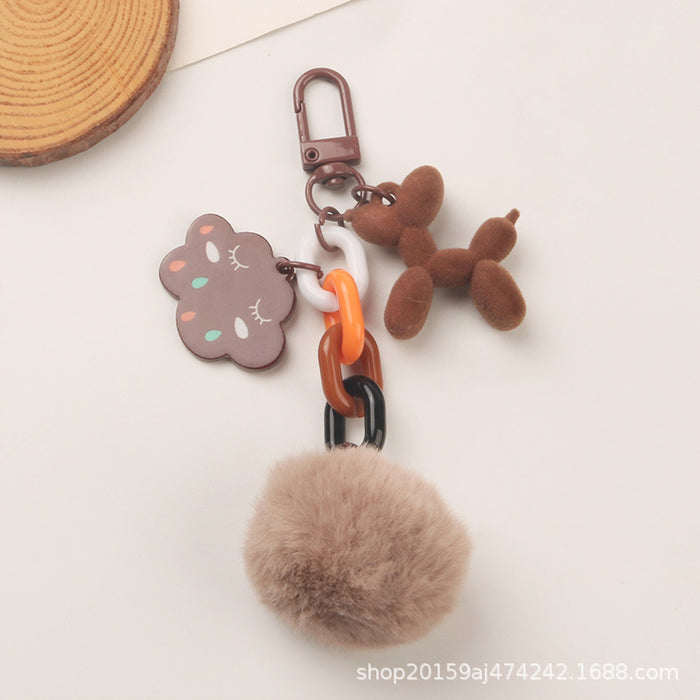 Wholesale Keychains Plastic Cute Hairball Puppy MOQ≥2 JDC-KC-YiHan038